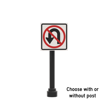No U-Turn Street Sign - Custom Printed 2x2 Tile - Made Using LEGO® Parts