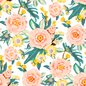 Posh Posy Wallpaper, white