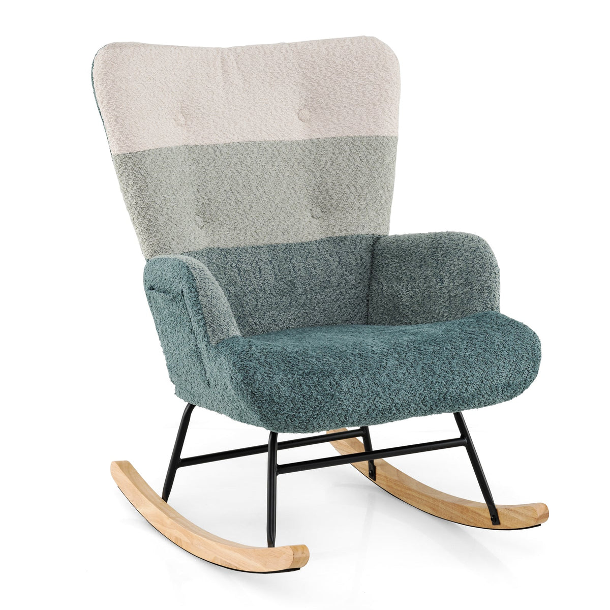 Nursery Rocking Chair with Ergonomic Armrests and High Backrest