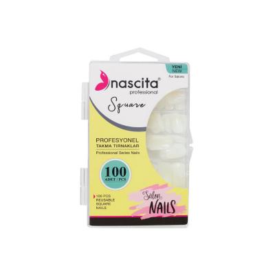 Nascita Square Artificial Nails - 100 Pieces, Reusable Nail Tips for DIY Nail Care