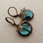 Fashion Jewelry Vintage Dragonfly Pattern Earrings Distressed Moonstone