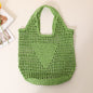 Large Capacity Hollow Out Cutout Straw Bag Fresh Candy Color One Shoulder Tote Woven Bag Portable Women Beach Bag