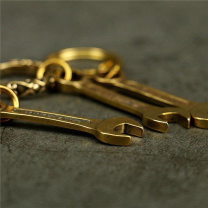 Solid Vintage Brass Wrench Keychain