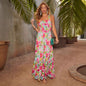 Summer Women Clothing Office Sleeveless Sexy Printed Long Sling Dress