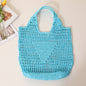 Large Capacity Hollow Out Cutout Straw Bag Fresh Candy Color One Shoulder Tote Woven Bag Portable Women Beach Bag