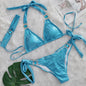 Sexy Bikini Crystal Diamond Three Piece Split Swimsuit Beach Shiny Women Swimsuit