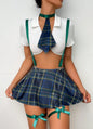 Sexy Sexy Milk Silk Two Piece Set Plaid Suit Student Uniform Temptation Sexy Sleepwear