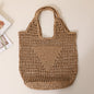 Large Capacity Hollow Out Cutout Straw Bag Fresh Candy Color One Shoulder Tote Woven Bag Portable Women Beach Bag