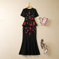 Exquisite Embroidered Flowers Umbrella-shaped Waist Slim Fit Dress