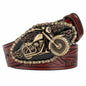 Hand-Embossed Leather Motorcycle Belt