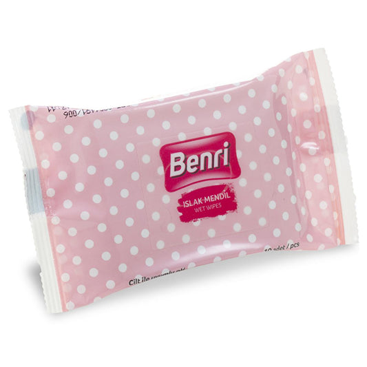 Benri Mini Wet Wipes 3-Pack: Paraben-Free, pH Balanced, Perfect for Travel & On-the-Go Cleansing
