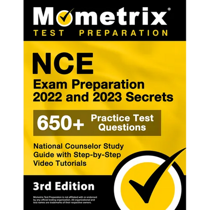 NCE Exam Preparation 2022 and 2023 Secrets - 650+ Practice Test Questions, National Counselor Study Guide with Step-by-Step Video Tutorials: [3rd Edit - Paperback