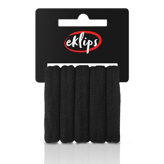 Eklips Large Black Hair Ties - 5-Pack for All Hair Types | Comfort & Durability