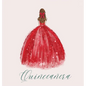 Quinceanera Guest Book with red dress (hardback) - Hardcover