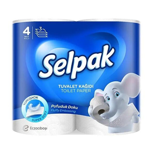 Selpak 4-Pack Hygienic Toilet Paper - 3 Layered for Durability & Absorbency