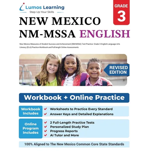 New Mexico Measures of Student Success and Achievement (NM-MSSA) Test Practice: Grade 3 English Language Arts Literacy (ELA) Practice Workbook and Ful - Paperback