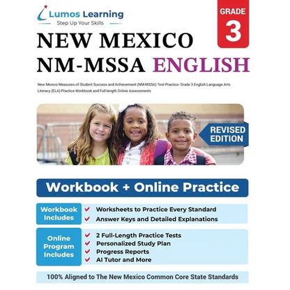 New Mexico Measures of Student Success and Achievement (NM-MSSA) Test Practice: Grade 3 English Language Arts Literacy (ELA) Practice Workbook and Ful - Paperback