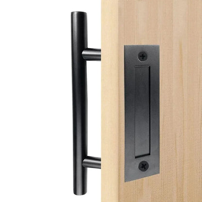 12" Round Pull & Flush Barn Door Handle Combo