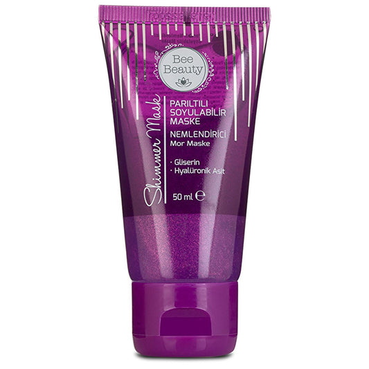Bee Beauty Hydrating Hyaluronic Acid Peel Off Face Mask: Achieve Radiant & Moisturized Skin with Our Fun Purple Glitter Mask (50ml)