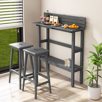 48 Inch Patio Pub Height Table with Storage Shelf and Adjustable Foot Pads