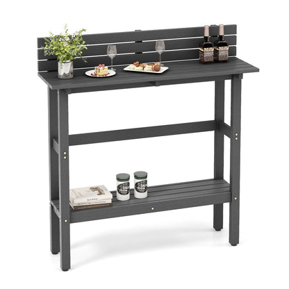 48 Inch Patio Pub Height Table with Storage Shelf and Adjustable Foot Pads