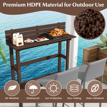 48 Inch Patio Pub Height Table with Storage Shelf and Adjustable Foot Pads
