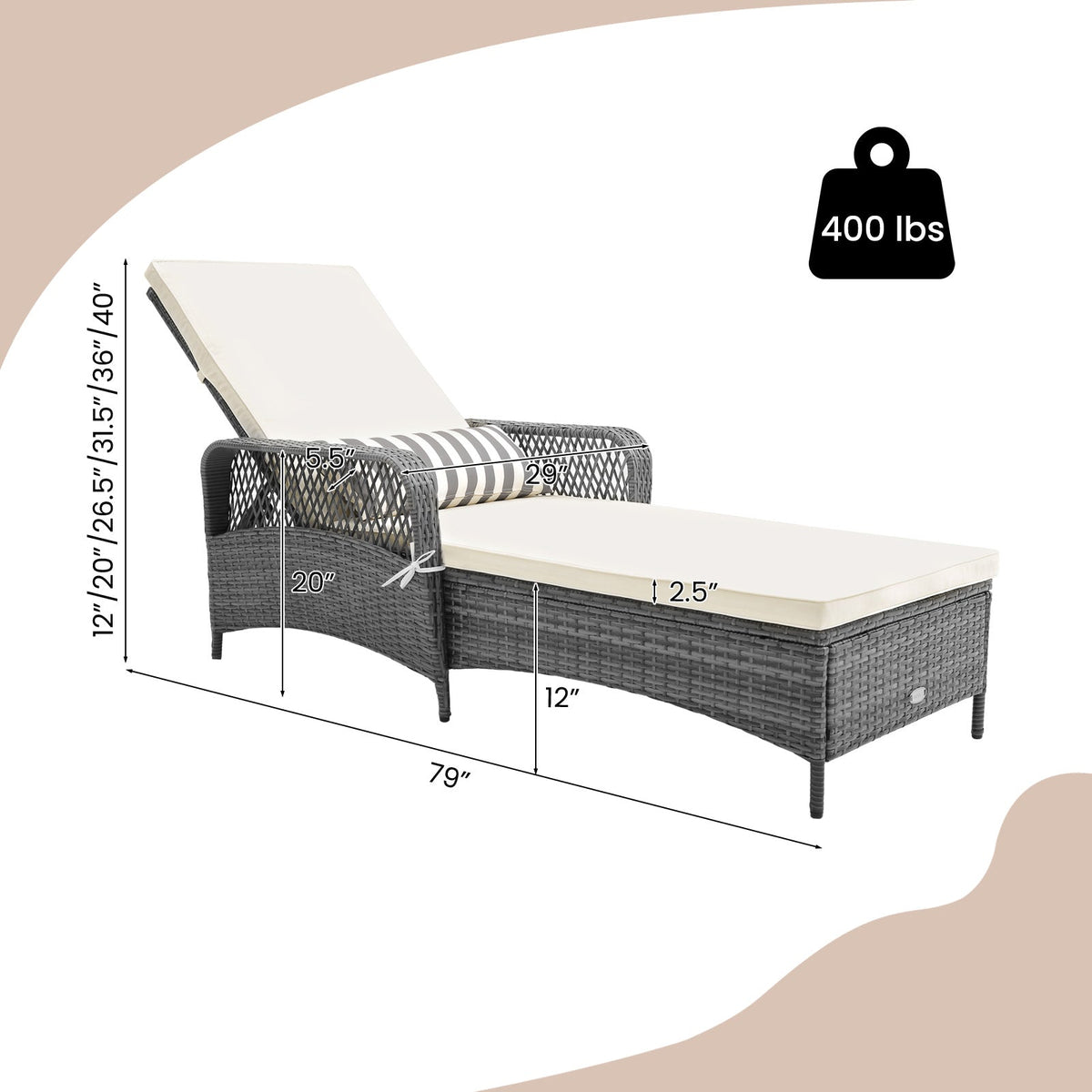 Outdoor Chaise Lounge Chair
