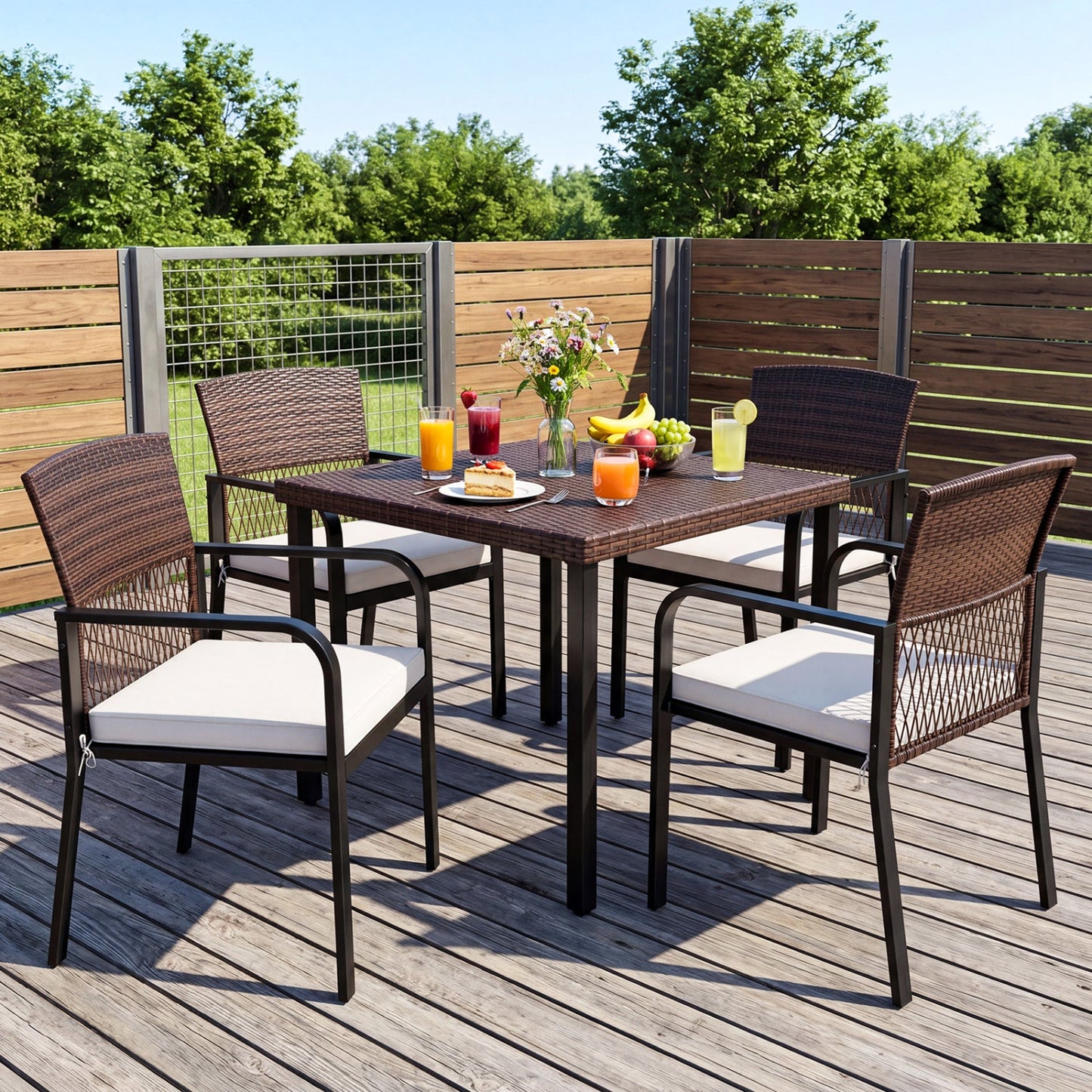 Patio Dining Chairs Set of 4 with Padded Cushions
