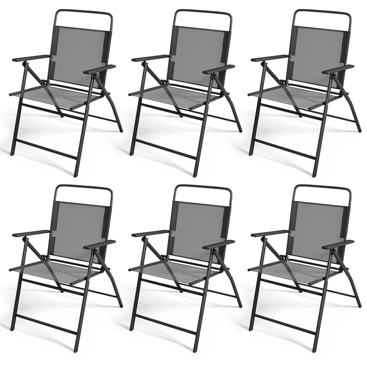 6 Pieces Outdoor Patio Chairs with Rustproof Metal Frame