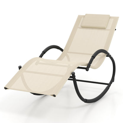 Outdoor Rocking Lounge Chair with Removable Headrest