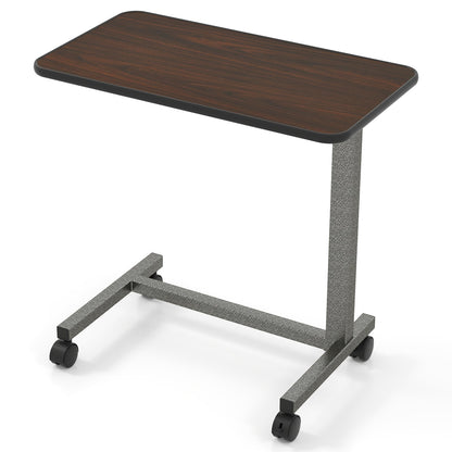 Overbed Table with Lockable Wheels and Adjustable Height