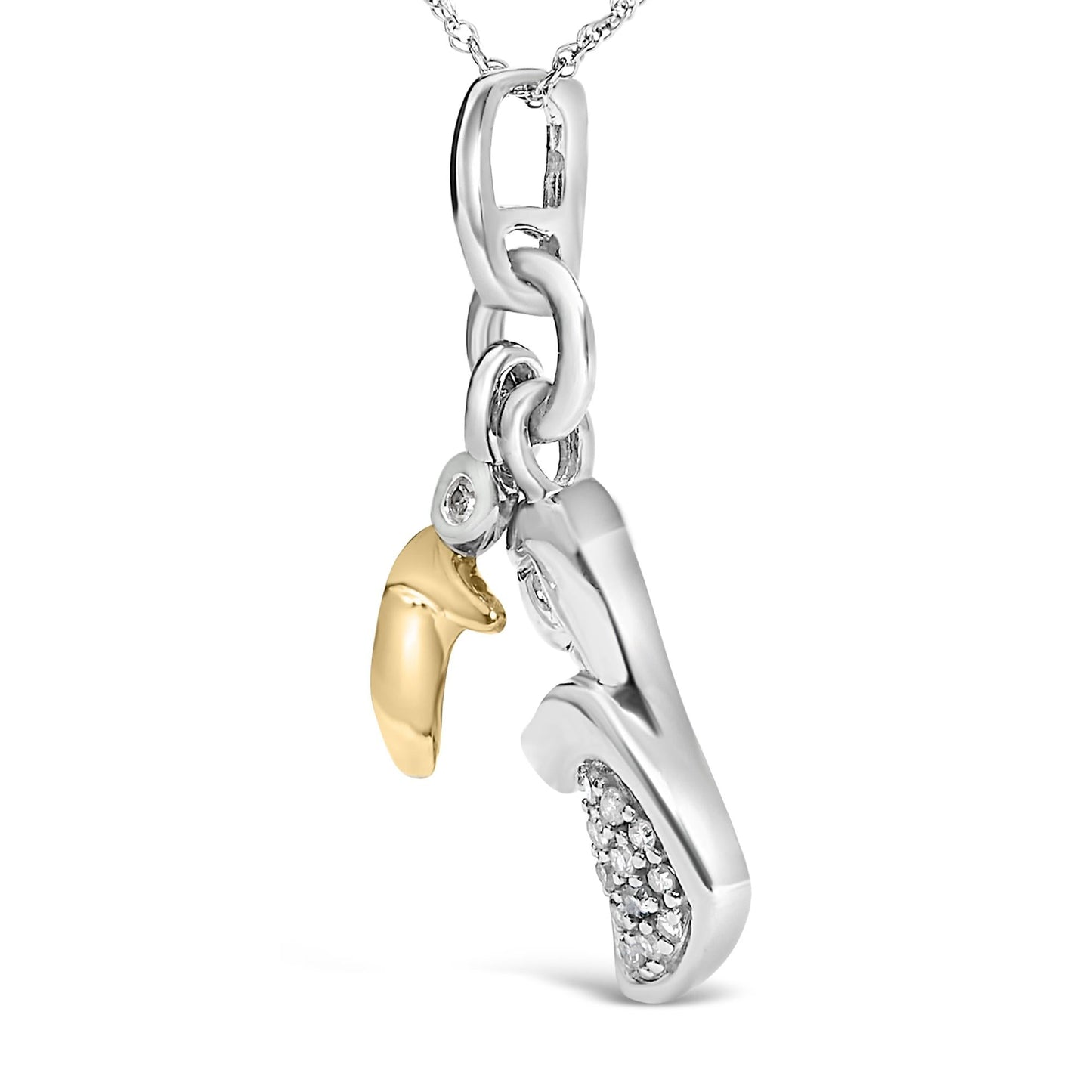 Diamond Accent Mom & Child Pendant Necklace in 14K Gold-Plated Sterling Silver
