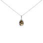 Mixed Diamond Pear Halo Pendant Necklace in 10K Gold-Plated Sterling Silver – Orange & Black