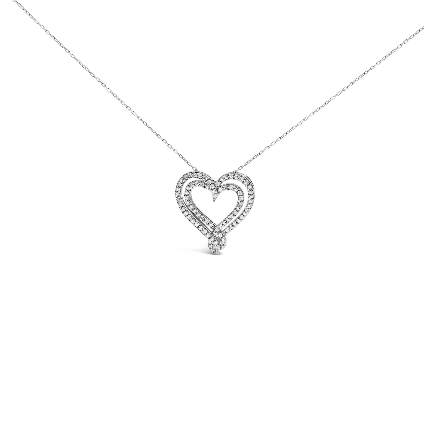 Diamond Heart Pendant Necklace in .925 Sterling Silver – 1/2 Cttw