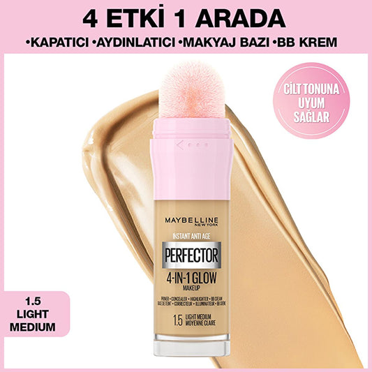 Maybelline New York Instant Perfector Glow Foundation Makeup - 4-in-1 Formula for Flawless Complexion, Radiant Glow, Easy Application