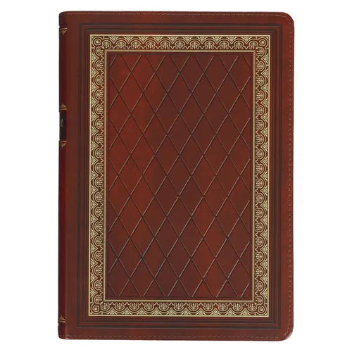 KJV Study Bible, Standard King James Version Holy Bible, Thumb Tabs, Ribbons, Faux Leather, Saddle Tan/Diamond Debossed - Leather