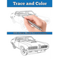 Trace and Color: 1970s Muscle Cars: Adult Activity Book - Paperback