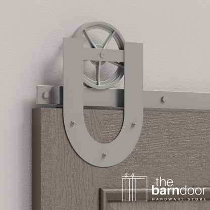 Wagon Wheel Horseshoe Heavy Duty Sliding Barn Door Hardware Kit