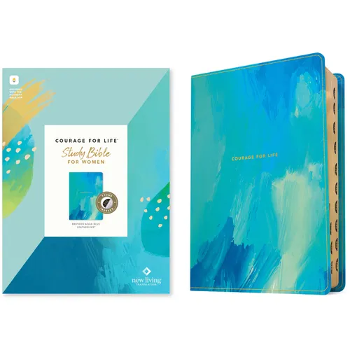 NLT Courage for Life Study Bible for Women, Filament Enabled (Leatherlike, Brushed Aqua Blue, Indexed) - Imitation Leather