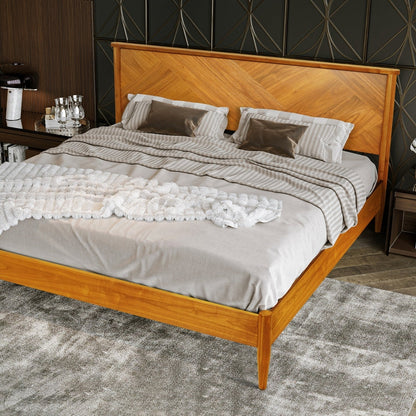 Panthera Solid Wood Bed Frame With Headboard