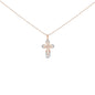 Diamond Double Loop Cross Pendant Necklace in Rose Gold-Plated Sterling Silver