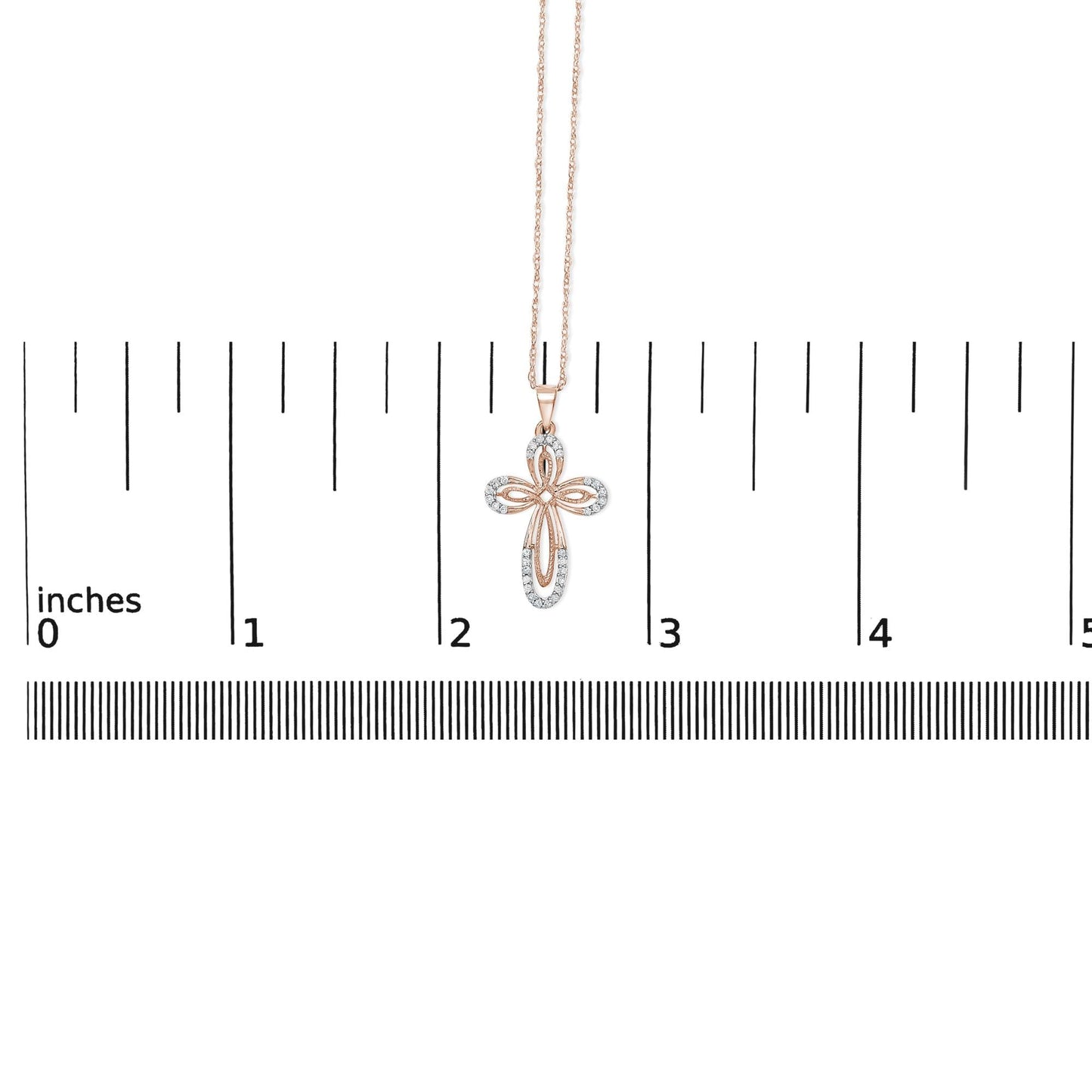 Diamond Double Loop Cross Pendant Necklace in Rose Gold-Plated Sterling Silver