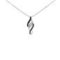 Black, Blue & White Diamond Linear Swirl Pendant Necklace in Sterling Silver – 0.25 Cttw