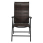 Outdoor Folding Steel Frame Rattan Patio Chair with Armrest in Brown