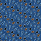 Blue Patch Perfect Football Cotton 43"/44" Fabric Per Yard