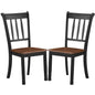 Set of 2 Solid Wood Black Mission Style Armless Dining Chairs with Brown Seat