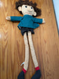 Kreative Kids Long-Legged Cloth Doll from Kreative Kids - 1990s Toys (Fabric, Yarn Doll, Vintage, Toys, Teal, Black, Brown, Beige)