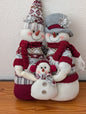 Snowman Family from Unknown -  Holiday Decor (Fabric Figurine / Decor, Rustic, Farmhouse, Traditional, White, Red, Grey, Brown)