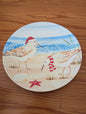 Coastal Christmas Sandpiper Plate from Unknown -  Tabletop (Ceramic Tableware, Coastal, Beach, White, Blue, Beige, Red)