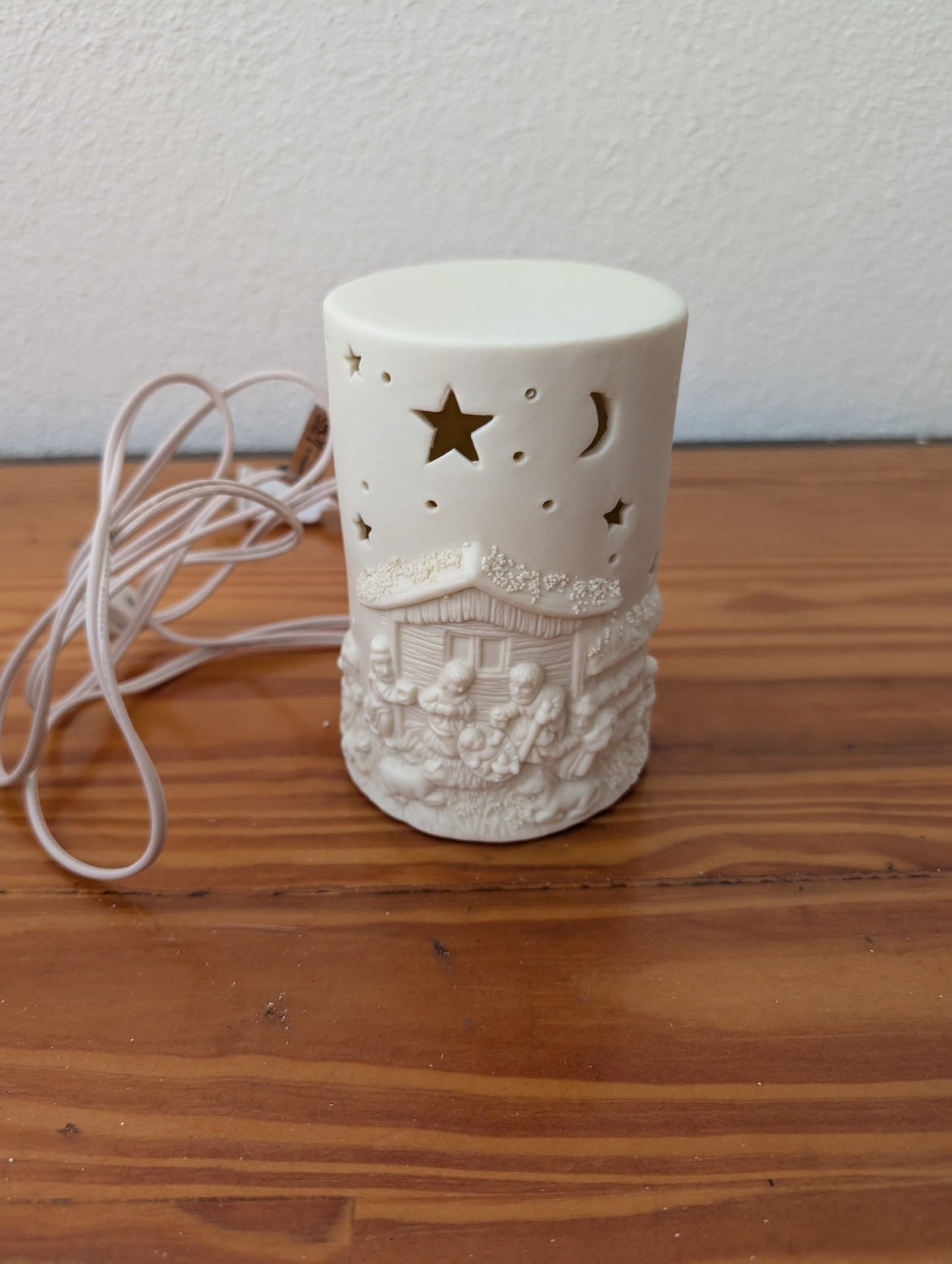 Ceramic Nativity Luminary from Unknown -  Holiday Decor (Ceramic Lighting / Decor, Religious, Minimalist, Rustic, Cream, White)